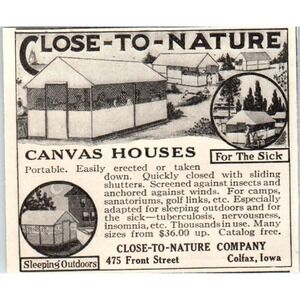 Canvas Houses Close-To-Nature Company Colfax IA 1924 Magazine Ad AF7-SS4